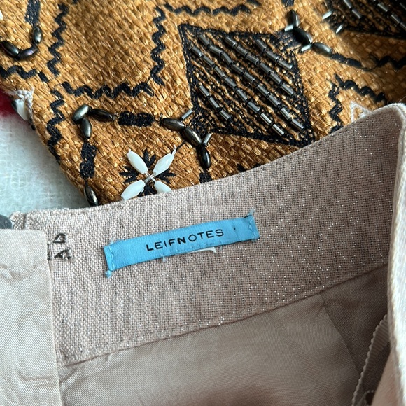 Anthropologie Leifnotes Migrating bird skirt gold tan sequins 26” waist sz 4/6? - Picture 10 of 10